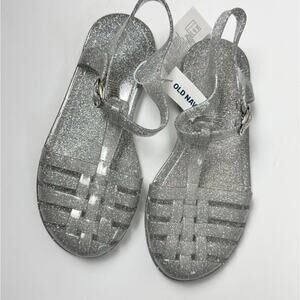 Old Navy Girls Silver Glitter Fisherman Ankle Strap Sandals Sz 12